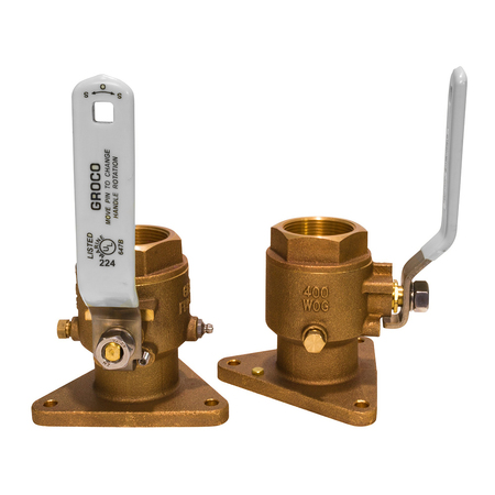 Groco 1-1/2" Bronze Tri-Flanged Ball Valve/Seacock FBV-1500